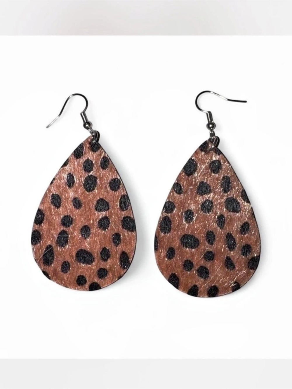 Animal Print Teardrop Earrings Brown & Black